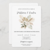 Witte Boho Floral Spaanse bruiloft uitnodiging (Voorkant / Achterkant)