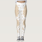 Witte Boho Mandala Minimalistische Yoga Leggings (Voorkant)