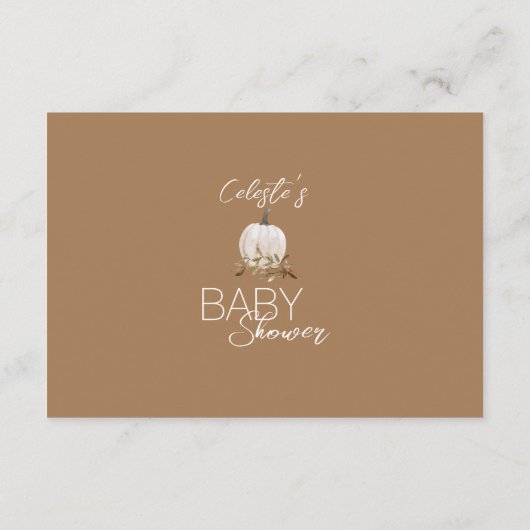 Witte Boho Pompoen Baby shower Boeken voor Baby Informatiekaartje (Achterkant)