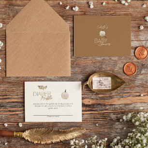 Witte Boho Pompoen Baby shower Luier Raffle Informatiekaartje