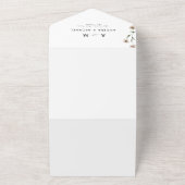 Witte Boho Retro Typografie Wilde Bloemen QR Code All In One Uitnodiging (Buitenkant)