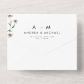 Witte Boho Retro Typografie Wilde Bloemen QR Code All In One Uitnodiging (Achterkant)