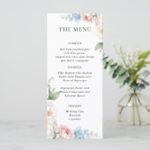 WITTE BOHO ROZEN BLOEMEN TROUW DINER MENU (Staand voorkant)