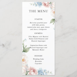 WITTE BOHO ROZEN BLOEMEN TROUW DINER MENU