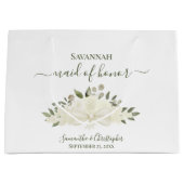 Witte Boho Rozen Boeket Bruidsmeisje van Eer Groot Cadeauzakje (Voorkant)