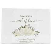 Witte Boho Rozen Boeket Bruidsmeisje van Eer Groot Cadeauzakje (Achterkant)
