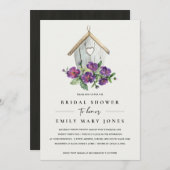 WITTE BOHO RUSTIC FLORAL BIRDHOUSE VRIJGEZELLENFEE KAART (Voorkant / Achterkant)