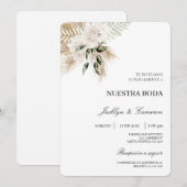Witte Boho Spaanse bruiloft uitnodiging (Voorkant / Achterkant)