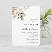 Witte Boho Spaanse bruiloft uitnodiging (Staand voorkant)