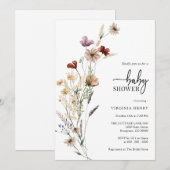 Witte Boho uitnodiging voor baby shower (Voorkant / Achterkant)