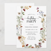Witte Boho verjaardagsfeest uitnodiging (Voorkant / Achterkant)