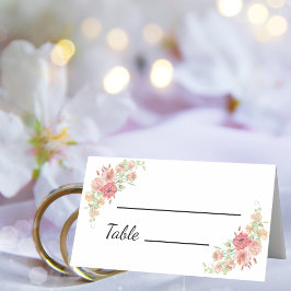 Witte Boho Waterverf Bloemen Trouwplaats Kaarten Plaatskaartje