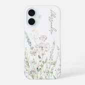 Witte Boho Waterverf Wilde Bloemen iPhone 16 Hoesje (Achterkant)