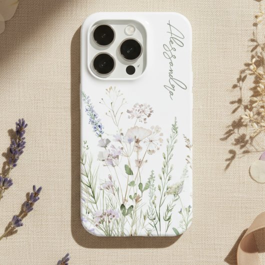 Witte Boho Waterverf Wilde Bloemen iPhone Hoesje
