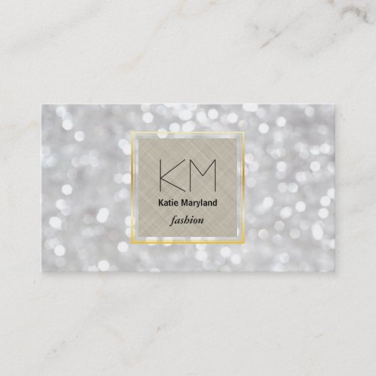 Witte Bokeh Gouden Rand Visitekaartje (Voorkant)