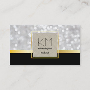 Witte Bokeh Gouden Rand Zwart Goud Bar Visitekaartje