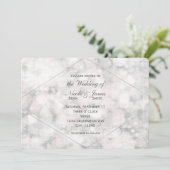 Witte Bokeh Licht Elegante Glamour Huwelijksuitnod Kaart (Staand voorkant)