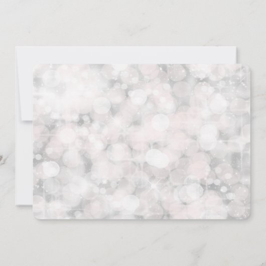 Witte Bokeh Licht Elegante Glamour Huwelijksuitnod Kaart (Achterkant)