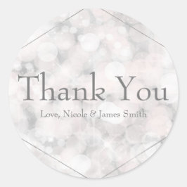 Witte Bokeh Lichtjes Elegant Glam Bruiloftsgeschen Ronde Sticker