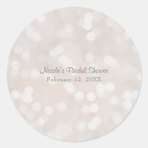 Witte Bokeh Moderne Glamour Chic Douane Feest Favo Ronde Sticker