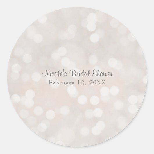 Witte Bokeh Moderne Glamour Chique Custom Party Fa Ronde Sticker (Voorkant)