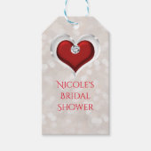 Witte Bokeh Rode Valentijns Glam Heart Favor Cadeaulabel (Voorkant)