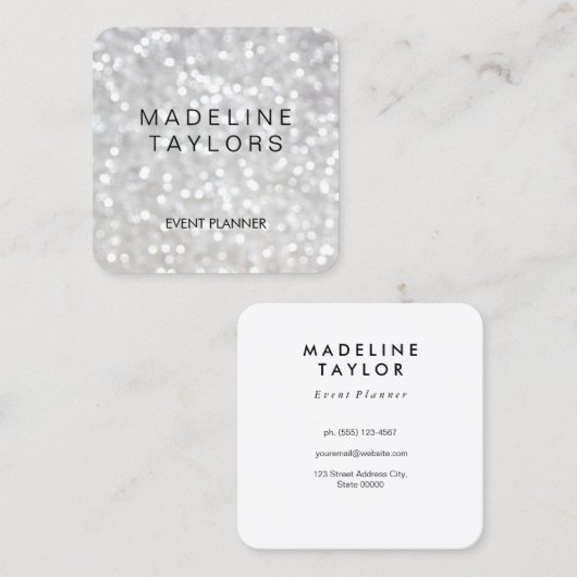 Witte Bokeh Vierkante Visitekaartje (Voorkant / Achterkant)