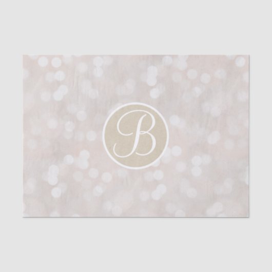 Witte Bokehlichten Fonkelend Monogram Letter Initi Tissuepapier (Voorkant)