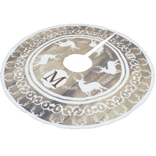 Witte bokken gewei lichte houten planken monogram kerstboom rok