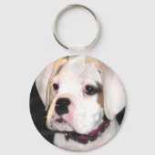 Witte bokspuppy sleutelhanger (Voorkant)