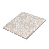 Witte Bold Wilde Bloemen & Bladeren Tuin Tegeltje (Zijkant)