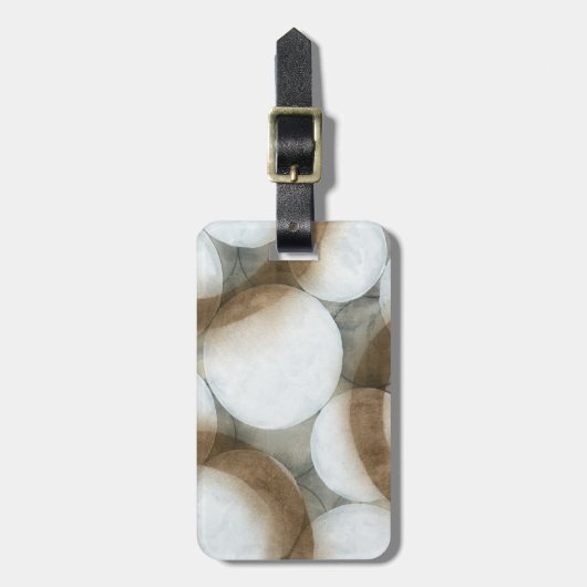Witte Bollen & Bruine Cirkels Bagagelabel (Voorkant verticaal)