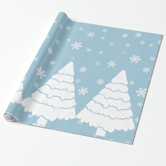 Witte bomen cadeaupapier (Uitgerold)