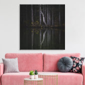 Witte bomen die in het meer reflecteren canvas afdruk (Insitu (Woonkamer))