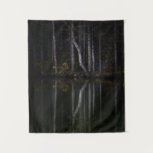 Witte bomen die in het meer reflecteren wandkleed (Voorkant)