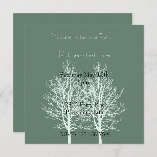 Witte bomen gepersonaliseerde verjaardag uitnodigi kaart (Voorkant / Achterkant)