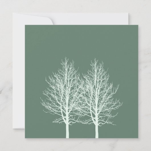 Witte bomen gepersonaliseerde verjaardag uitnodigi kaart (Achterkant)