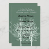 Witte Bomen Groene Bruiloft Kaart (Voorkant / Achterkant)