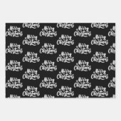 Witte Bomen Illustraties Rood Kerstmispatroon Inpakpapier Vel (Voorkant 3)