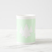 Witte bomen op Bord groen Porselein Kop (Voorkant)