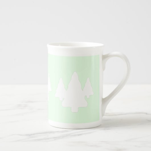 Witte bomen op Bord groen Porselein Kop (Rechts)