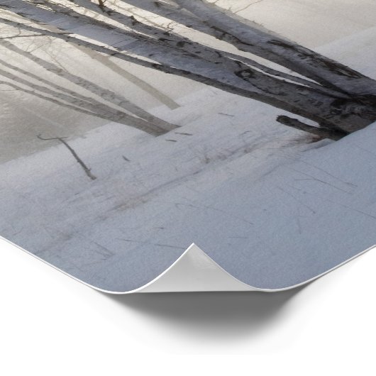 Witte bomen op een sneeuwdag poster (Hoek)