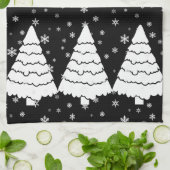 Witte bomen op zwart theedoek (Gevouwen)