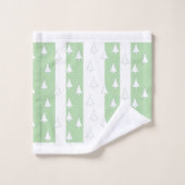 Witte bomen + pastelgroene strepen bad handdoek (Wasdoekje)