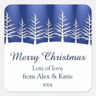 Witte bomen Silhouettes Vierkante Sticker