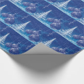 Witte bomen voor middernachtblauw Kerstmis Cadeaupapier (Hoek)