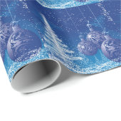 Witte bomen voor middernachtblauw Kerstmis Cadeaupapier (Rol Hoek)