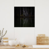 Witte bomen weerspiegeld in het meer poster (Keuken)