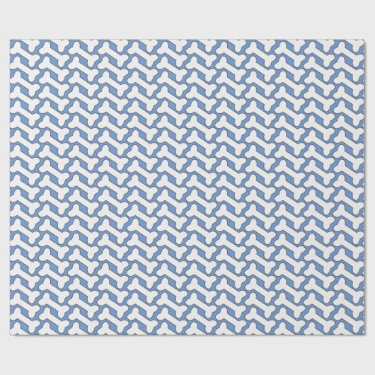 Witte Bone Patter op Blauw Custom Cadeaupapier (Vlak)