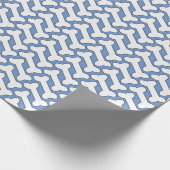 Witte Bone Patter op Blauw Custom Cadeaupapier (Hoek)